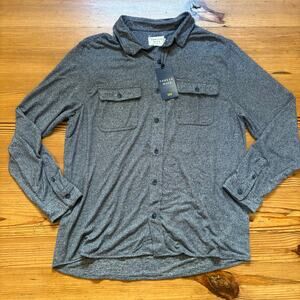 NWT Thread‎ Wave heather gray long sleeve cargo mens polo shirt SIZE L